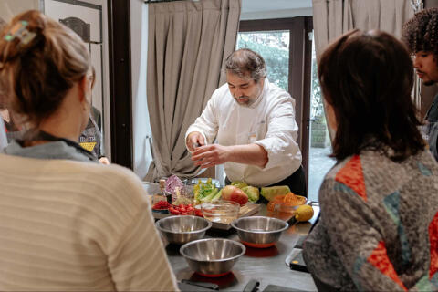 chef demonstrating during cooking class