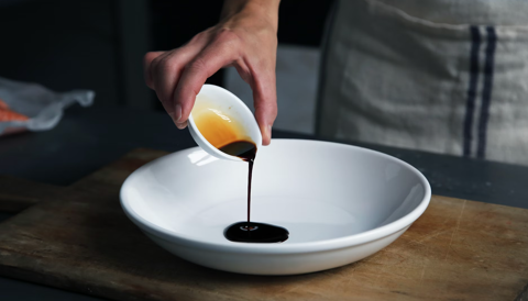 balsamic vinegar poured into bowl