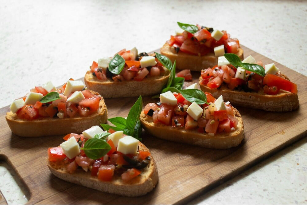 Bruschetta on wooden board