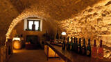 wine cellar with wine bottles displayed