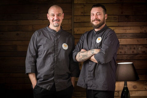 two chefs stood in mama florence chef uniform