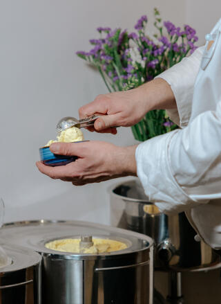 chef serving ice cream