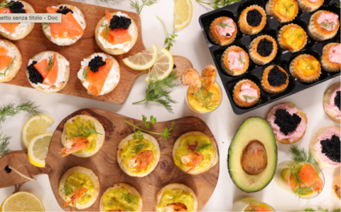 finger food selection on serving boards