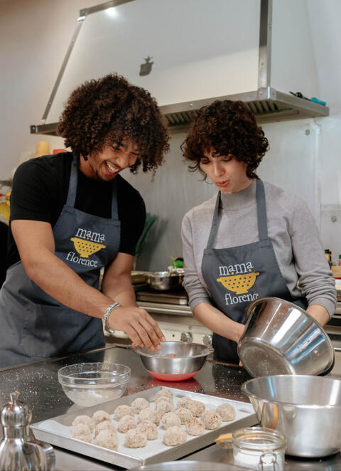 cooking together in class