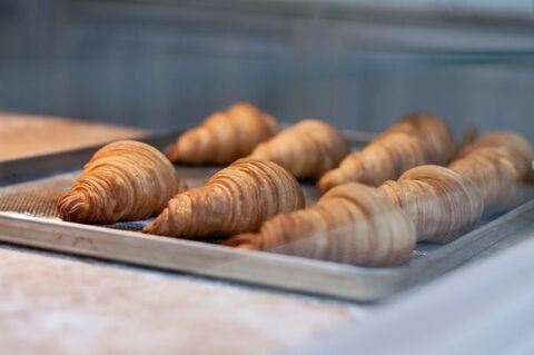 croissants on steel tray