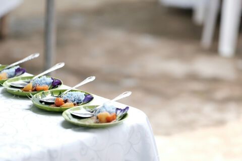 finger food on plate with spoon