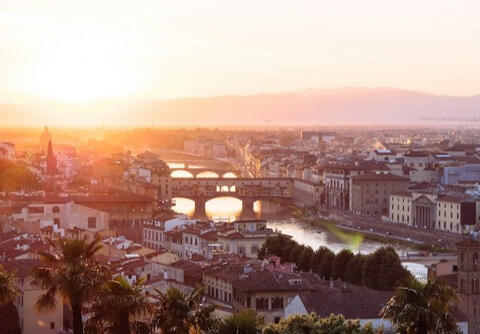 florence sunset ponte vecchio