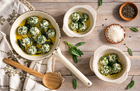 Gnudi with Pecorino di Grotta Fondue