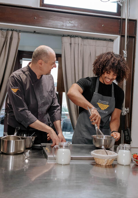 making gelato with a chef at mama