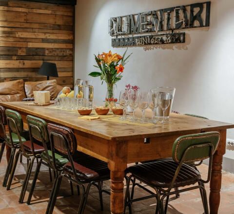 mama florence wine cellar with table set for an aperitivo