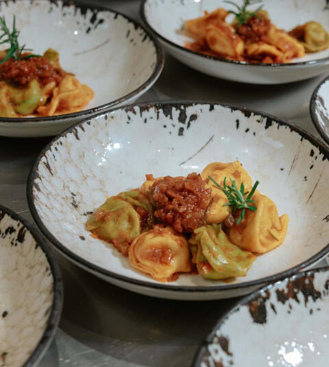 meat ragu with tortelli