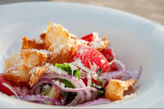 panzanella salad served in a bowl