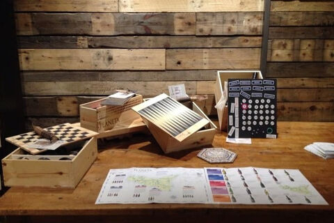 games laid out on a wooden table
