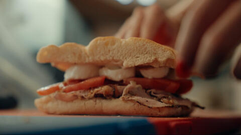 Sandwich  with meat and mozzarella