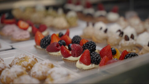 selection of pastries in a shop