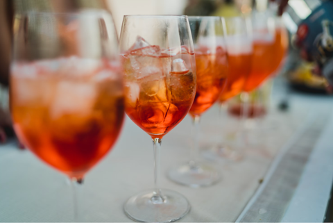 selection of aperol spritz with ice