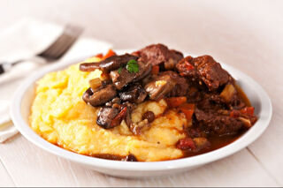 beef and mushroom stew with polenta