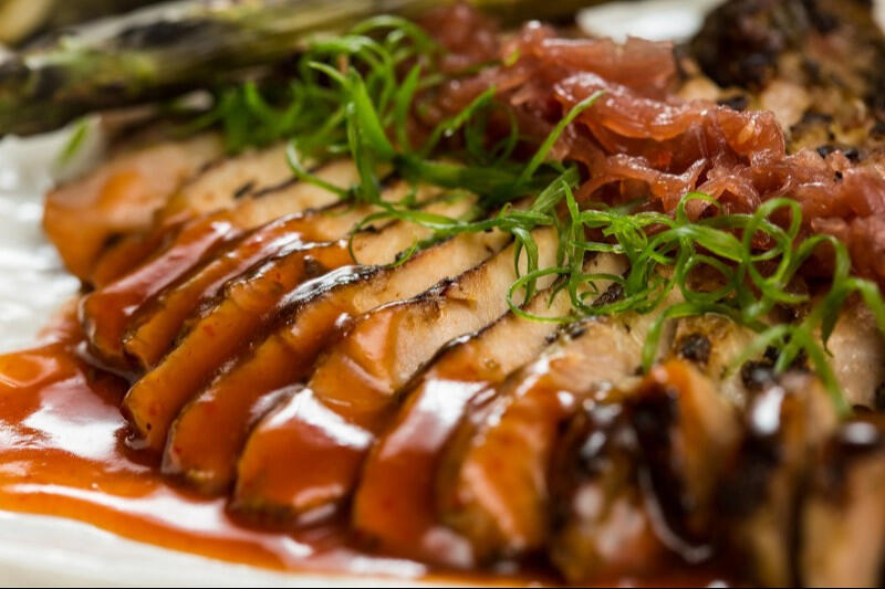 Tenderloin pork with caramelised onions