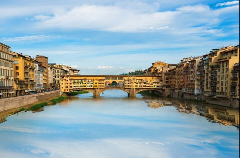 ponte vecchio with sunny skies in florence