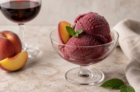 Wine and Peach Sorbet