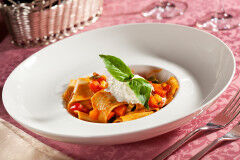 tagAlt.Maltagliati with Asparagus Bacon Cherry Tomatoes