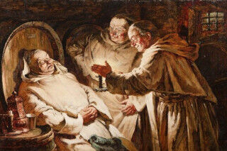 tagAlt.Painting of sleeping monk by wine barrel Cover
